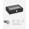 imageSONGMICS Watch Box 12Slot Watch Case with Large Glass Lid Removable Watch Pillows Watch Box Organizer Gift for Loved Ones Black Synthetic Leather Greenish Beige Lining UJWB12BEBlack  Gray