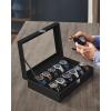 imageSONGMICS Watch Box 12Slot Watch Case with Large Glass Lid Removable Watch Pillows Watch Box Organizer Gift for Loved Ones Black Synthetic Leather Greenish Beige Lining UJWB12BEBlack  Black