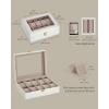 imageSONGMICS Watch Box 12Slot Watch Case with Large Glass Lid Removable Watch Pillows Watch Box Organizer Gift for Loved Ones Black Synthetic Leather Greenish Beige Lining UJWB12BECloud White  Cappuccino Beige