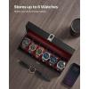imageSONGMICS Watch Box 12Slot Watch Case with Large Glass Lid Removable Watch Pillows Watch Box Organizer Gift for Loved Ones Black Synthetic Leather Greenish Beige Lining UJWB12BEBlack  Wine Red