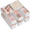imageSONGMICS Drawer OrganizerDresser Drawer Organizers Set of 12 Foldable Fabric Storage Bins for Socks Underwear Bras Ties Scarves Cloud White URDZ006W02Cloud White