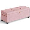 imageSONGMICS HOME Storage Ottoman Bench Storage Chest 157 x 433 x 157 Inches End of Bed Bench 27 Gal 103 L for Bedroom Entryway Living Room Jelly Pink ULSF533R01