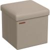 imageSONGMICS MAZIE Collection  43 Inches Folding Storage Ottoman Bench Ottoman with Storage Foot Rest Stool Load 660 lb for Living Room Synthetic Leather White ULSF702Camel Brown