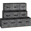 imageSONGMICS Storage Cubes 13Inch NonWoven Fabric Bins with Double Handles Set of 8 Closet Organizers for Shelves Foldable for Clothes Cattail Gray UROB833G01Ink Black