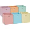 imageSONGMICS Storage Cubes Set of 6 Foldable Storage Boxes 118 x 118 x 118 Inches Closet Organizers for Shelf Rainbow Storage Bins Colorful Fabric Bins for Bedroom Living Room URFB230X01S 102L x 102W x 11H