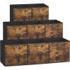 imageSONGMICS Storage Cubes Set of 8 Storage Bins Foldable Fabric Storage Boxes 13 x 13 x 13 Inches Fit Cube Storage Unit for Clothes Bedroom Living Room Rustic Brown and Ink Black URFB833B01S 102L x 102W x 11H