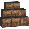 imageSONGMICS Storage Cubes Set of 8 Storage Bins Foldable Fabric Storage Boxes 13 x 13 x 13 Inches Fit Cube Storage Unit for Clothes Bedroom Living Room Rustic Brown and Ink Black URFB833B01M 118L x 118W x 118H 