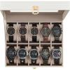 imageSONGMICS Watch Box 12Slot Watch Case with Large Glass Lid Removable Watch Pillows Watch Box Organizer Gift for Loved Ones Black Synthetic Leather Greenish Beige Lining UJWB12BECloud White  Cappuccino Beige