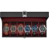 imageSONGMICS Watch Box 12Slot Watch Case with Large Glass Lid Removable Watch Pillows Watch Box Organizer Gift for Loved Ones Black Synthetic Leather Greenish Beige Lining UJWB12BEBlack  Wine Red