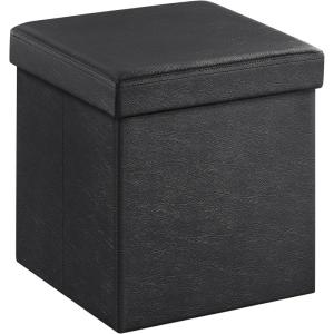 imageSONGMICS MAZIE Collection  43 Inches Folding Storage Ottoman Bench Ottoman with Storage Foot Rest Stool Load 660 lb for Living Room Synthetic Leather White ULSF702Black
