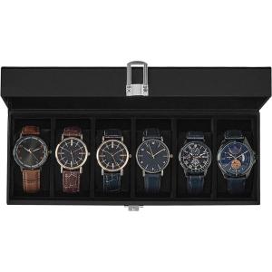 imageSONGMICS Watch Box 12Slot Watch Case with Large Glass Lid Removable Watch Pillows Watch Box Organizer Gift for Loved Ones Black Synthetic Leather Greenish Beige Lining UJWB12BEBlack  Black