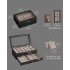 imageSONGMICS 12Slot Watch Box 2Tier Watch Display Case with Large Glass Lid Removable Watch Pillows Velvet Lining Jewelry Box Gift Idea Ebony Black UJOW012B01Ebony Black