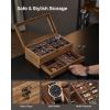 imageSONGMICS 12Slot Watch Box 2Tier Watch Display Case with Large Glass Lid Removable Watch Pillows Velvet Lining Jewelry Box Gift Idea Ebony Black UJOW012B01Rustic Walnut