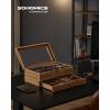 imageSONGMICS 12Slot Watch Box 2Tier Watch Display Case with Large Glass Lid Removable Watch Pillows Velvet Lining Jewelry Box Gift Idea Ebony Black UJOW012B01Rustic Walnut