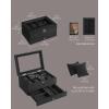 imageSONGMICS 12Slot Watch Box 2Tier Watch Display Case with Large Glass Lid Removable Watch Pillows Velvet Lining Jewelry Box Gift Idea Ebony Black UJOW012B01Ink Black