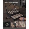 imageSONGMICS 12Slot Watch Box 2Tier Watch Display Case with Large Glass Lid Removable Watch Pillows Velvet Lining Jewelry Box Gift Idea Ebony Black UJOW012B01Ebony Black