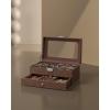 imageSONGMICS 12Slot Watch Box Lockable Watch Case with Glass Lid 2 Layers with 1 Drawer for Rings Bracelets Gift Idea Black Synthetic Leather Black Lining UJWB012B03Brown  Brown