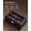 imageSONGMICS 12Slot Watch Box Lockable Watch Case with Glass Lid 2 Layers with 1 Drawer for Rings Bracelets Gift Idea Black Synthetic Leather Black Lining UJWB012B03Black  Wine Red