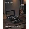 imageSONGMICS 12Slot Watch Box Lockable Watch Case with Glass Lid 2 Layers with 1 Drawer for Rings Bracelets Gift Idea Black Synthetic Leather Black Lining UJWB012B03Black  Black