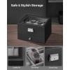 imageSONGMICS 12Slot Watch Box Lockable Watch Case with Glass Lid 2 Layers with 1 Drawer for Rings Bracelets Gift Idea Black Synthetic Leather Black Lining UJWB012B03Black  Gray