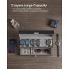 imageSONGMICS 12Slot Watch Box Lockable Watch Case with Glass Lid 2 Layers with 1 Drawer for Rings Bracelets Gift Idea Black Synthetic Leather Black Lining UJWB012B03Black  Gray