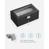 imageSONGMICS 12Slot Watch Box Lockable Watch Case with Glass Lid 2 Layers with 1 Drawer for Rings Bracelets Gift Idea Black Synthetic Leather Black Lining UJWB012B03Black  Gray