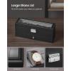 imageSONGMICS 12Slot Watch Box Lockable Watch Case with Glass Lid 2 Layers with 1 Drawer for Rings Bracelets Gift Idea Black Synthetic Leather Black Lining UJWB012B03Black  Gray