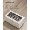 imageSONGMICS 12Slot Watch Box Lockable Watch Case with Glass Lid 2 Layers with 1 Drawer for Rings Bracelets Gift Idea Black Synthetic Leather Black Lining UJWB012B03Cloud White  Cappuccino Beige