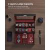 imageSONGMICS 12Slot Watch Box Lockable Watch Case with Glass Lid 2 Layers with 1 Drawer for Rings Bracelets Gift Idea Black Synthetic Leather Black Lining UJWB012B03Black  Wine Red