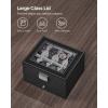 imageSONGMICS 12Slot Watch Box Lockable Watch Case with Glass Lid 2 Layers with 1 Drawer for Rings Bracelets Gift Idea Black Synthetic Leather Black Lining UJWB012B03Black  Gray