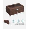 imageSONGMICS 12Slot Watch Box Lockable Watch Case with Glass Lid 2 Layers with 1 Drawer for Rings Bracelets Gift Idea Black Synthetic Leather Black Lining UJWB012B03Brown  Brown