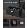 imageSONGMICS 12Slot Watch Box Lockable Watch Case with Glass Lid 2 Layers with 1 Drawer for Rings Bracelets Gift Idea Black Synthetic Leather Black Lining UJWB012B03Black  Black