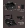 imageSONGMICS 12Slot Watch Box Lockable Watch Case with Glass Lid 2 Layers with 1 Drawer for Rings Bracelets Gift Idea Black Synthetic Leather Black Lining UJWB012B03Black  Black