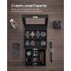 imageSONGMICS 12Slot Watch Box Lockable Watch Case with Glass Lid 2 Layers with 1 Drawer for Rings Bracelets Gift Idea Black Synthetic Leather Black Lining UJWB012B03Black  Black