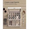 imageSONGMICS 12Slot Watch Box Lockable Watch Case with Glass Lid 2 Layers with 1 Drawer for Rings Bracelets Gift Idea Black Synthetic Leather Black Lining UJWB012B03Cloud White  Cappuccino Beige