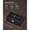 imageSONGMICS 12Slot Watch Box Lockable Watch Case with Glass Lid 2 Layers with 1 Drawer for Rings Bracelets Gift Idea Black Synthetic Leather Black Lining UJWB012B03Black  Black