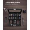imageSONGMICS 12Slot Watch Box Lockable Watch Case with Glass Lid 2 Layers with 1 Drawer for Rings Bracelets Gift Idea Black Synthetic Leather Black Lining UJWB012B03Black  Black
