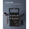 imageSONGMICS 20Slot Watch Box Watch Case with Glass Lid 2 Layers Lockable Watch Display Case Black Synthetic Leather Black Lining UJWB020B01Black  Black