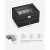 imageSONGMICS 20Slot Watch Box Watch Case with Glass Lid 2 Layers Lockable Watch Display Case Black Synthetic Leather Black Lining UJWB020B01Black  Gray