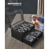 imageSONGMICS 20Slot Watch Box Watch Case with Glass Lid 2 Layers Lockable Watch Display Case Black Synthetic Leather Black Lining UJWB020B01Black  Gray