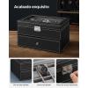 imageSONGMICS 20Slot Watch Box Watch Case with Glass Lid 2 Layers Lockable Watch Display Case Black Synthetic Leather Black Lining UJWB020B01Black  Gray