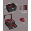 imageSONGMICS 20Slot Watch Box Watch Case with Glass Lid 2 Layers Lockable Watch Display Case Black Synthetic Leather Black Lining UJWB020B01Black  Wine Red
