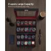imageSONGMICS 20Slot Watch Box Watch Case with Glass Lid 2 Layers Lockable Watch Display Case Black Synthetic Leather Black Lining UJWB020B01Black  Wine Red