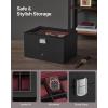 imageSONGMICS 20Slot Watch Box Watch Case with Glass Lid 2 Layers Lockable Watch Display Case Black Synthetic Leather Black Lining UJWB020B01Black  Wine Red