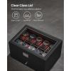 imageSONGMICS 20Slot Watch Box Watch Case with Glass Lid 2 Layers Lockable Watch Display Case Black Synthetic Leather Black Lining UJWB020B01Black  Wine Red