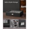 imageSONGMICS 24Slot Watch Box Lockable Storage Case With Glass Lid Ink Black Synthetic Leather Dove Gray Lining Gift Idea UJWB024Ink Black  Dove Gray