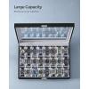 imageSONGMICS 24Slot Watch Box Lockable Storage Case With Glass Lid Ink Black Synthetic Leather Dove Gray Lining Gift Idea UJWB024Ink Black  Dove Gray