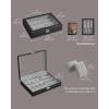 imageSONGMICS 24Slot Watch Box Lockable Storage Case With Glass Lid Ink Black Synthetic Leather Dove Gray Lining Gift Idea UJWB024Ink Black  Dove Gray