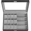 imageSONGMICS 24Slot Watch Box Lockable Storage Case With Glass Lid Ink Black Synthetic Leather Dove Gray Lining Gift Idea UJWB024Ink Black  Dove Gray
