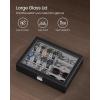 imageSONGMICS 24Slot Watch Box Lockable Storage Case With Glass Lid Ink Black Synthetic Leather Dove Gray Lining Gift Idea UJWB024Ink Black  Dove Gray